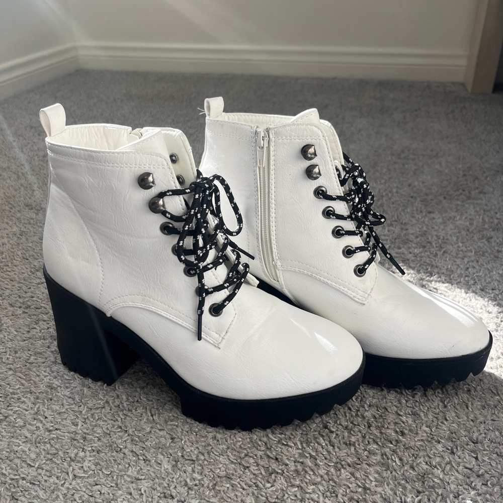 White platform boots